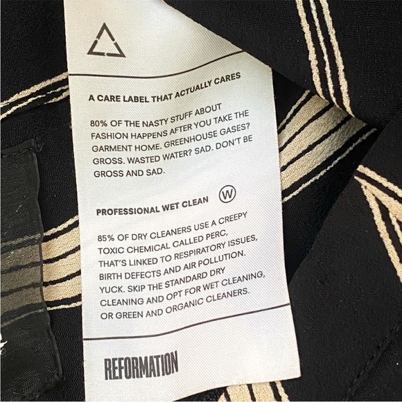 Reformation black cream stripe Testino Jagger high rise waisted Wide Leg pants - Picture 7 of 12